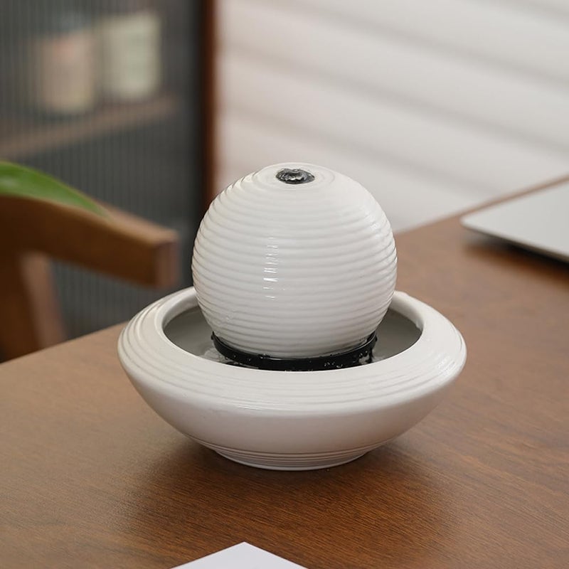 Andady Ceramic Tabletop Fountain Water Feature for Indoor and Home Decoration Table Desk Office Patio(White A156) - Image 5